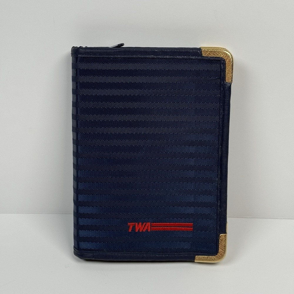 TWA Ticket Credit Card Pen Notepad Holder Embroidery Airplane Airline Travel